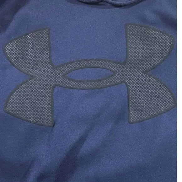 Under Armour Royal Blue Pullover Hoodie with Big Logo on Chest Fleece Mens Large - Picture 2 of 10